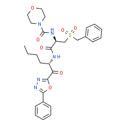 ChemSpider 2D Image | N-[(2R)-3-(Benzylsulfonyl)-1-oxo-1-{[(2S)-1-oxo-1-(5-phenyl-1,3,4-oxadiazol-2-yl)-2-hexanyl]amino}-2-propanyl]-4-morpholinecarboxamide | C29H35N5O7S