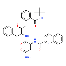 ChemSpider 2D Image | N~1~-[(2R,3S)-3-Hydroxy-4-{2-[(2-methyl-2-propanyl)carbamoyl]phenyl}-1-phenyl-2-butanyl]-N~2~-(2-quinolinylcarbonyl)-D-aspartamide | C35H39N5O5