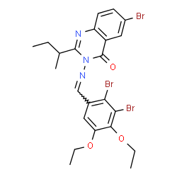 ChemSpider 2D Image | 6-Bromo-2-sec-butyl-3-[(2,3-dibromo-4,5-diethoxybenzylidene)amino]-4(3H)-quinazolinone | C23H24Br3N3O3