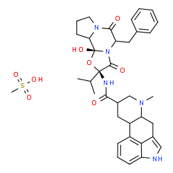 ChemSpider 2D Image | (2'beta,5xi,8xi,11'xi,12'beta)-5'-Benzyl-12'-hydroxy-2'-isopropyl-3',6',18-trioxo-9,10-dihydroergotaman methanesulfonate (1:1) | C36H45N5O8S