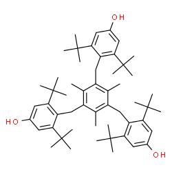 ChemSpider 2D Image | 3,3',3'',5,5',5''-Hexa-tert-butyl-alpha,alpha',alpha''-(mesitylene-2,4,6-triyl)tri-p-cresol | C54H78O3
