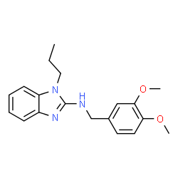 ChemSpider 2D Image | N-(3,4-Dimethoxybenzyl)-1-propyl-1H-benzimidazol-2-amine | C19H23N3O2
