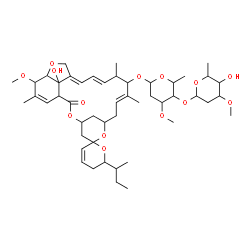 ChemSpider 2D Image | (10'E,14'E,16'E)-6-sec-Butyl-24'-hydroxy-21'-methoxy-11',13',22'-trimethyl-2'-oxo-5,6-dihydrospiro[pyran-2,6'-[3,7,19]trioxatetracyclo[15.6.1.1~4,8~.0~20,24~]pentacosa[10,14,16,22]tetraen]-12'-yl 2,6-
dideoxy-4-O-(2,6-dideoxy-3-O-methylhexopyranosyl)-3-O-methylhexopyranoside | C48H72O14