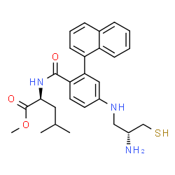 ChemSpider 2D Image | Methyl N-[4-{[(2R)-2-amino-3-sulfanylpropyl]amino}-2-(1-naphthyl)benzoyl]-L-leucinate | C27H33N3O3S