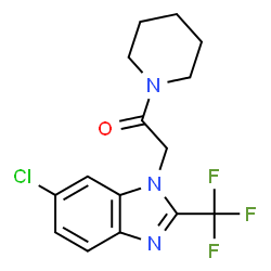 ChemSpider 2D Image | 2-[6-Chloro-2-(trifluoromethyl)-1H-benzimidazol-1-yl]-1-(1-piperidinyl)ethanone | C15H15ClF3N3O