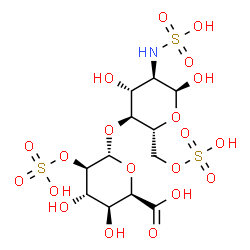 ChemSpider 2D Image | 2-Deoxy-6-O-sulfo-2-(sulfoamino)-4-O-(2-O-sulfo-alpha-L-idopyranuronosyl)-alpha-D-glucopyranose | C12H21NO20S3