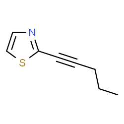 ChemSpider 2D Image | 2-(1-Pentyn-1-yl)-1,3-thiazole | C8H9NS