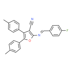 ChemSpider 2D Image | 2-[(E)-(4-Fluorobenzylidene)amino]-4,5-bis(4-methylphenyl)-3-furonitrile | C26H19FN2O