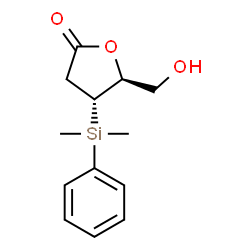 ChemSpider 2D Image | (4R,5S)-4-[Dimethyl(phenyl)silyl]-5-(hydroxymethyl)dihydro-2(3H)-furanone | C13H18O3Si