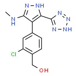 ChemSpider 2D Image | {2-Chloro-4-[3-(methylamino)-5-(2H-tetrazol-5-yl)-1H-pyrazol-4-yl]phenyl}methanol | C12H12ClN7O
