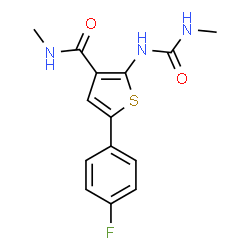 ChemSpider 2D Image | 5-(4-Fluorophenyl)-N-methyl-2-[(methylcarbamoyl)amino]-3-thiophenecarboxamide | C14H14FN3O2S