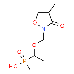 ChemSpider 2D Image | Methyl{1-[(4-methyl-3-oxo-1,2-oxazolidin-2-yl)methoxy]ethyl}phosphinic acid | C8H16NO5P