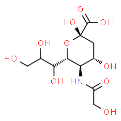 ChemSpider 2D Image | (6R)-3,5-Dideoxy-5-(glycoloylamino)-6-[(1S)-1,2,3-trihydroxypropyl]-alpha-L-threo-hex-2-ulopyranosonic acid | C11H19NO10