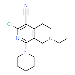ChemSpider 2D Image | 3-Chloro-7-ethyl-1-(1-piperidinyl)-5,6,7,8-tetrahydro-2,7-naphthyridine-4-carbonitrile | C16H21ClN4
