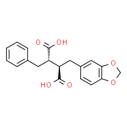 ChemSpider 2D Image | (2R,3S)-2-(1,3-Benzodioxol-5-ylmethyl)-3-benzylsuccinic acid | C19H18O6