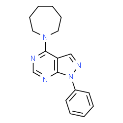 ChemSpider 2D Image | 4-Azepan-1-yl-1-phenyl-1H-pyrazolo[3,4-d]pyrimidine | C17H19N5
