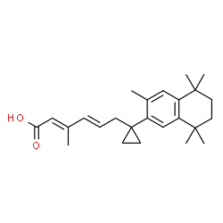 ChemSpider 2D Image | (2E,4E)-3-Methyl-6-[1-(3,5,5,8,8-pentamethyl-5,6,7,8-tetrahydro-2-naphthalenyl)cyclopropyl]-2,4-hexadienoic acid | C25H34O2