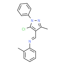 ChemSpider 2D Image | N-[(E)-(5-Chloro-3-methyl-1-phenyl-1H-pyrazol-4-yl)methylene]-2-methylaniline | C18H16ClN3