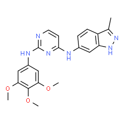 ChemSpider 2D Image | N~4~-(3-Methyl-1H-indazol-6-yl)-N~2~-(3,4,5-trimethoxyphenyl)-2,4-pyrimidinediamine | C21H22N6O3