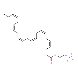 ChemSpider 2D Image | 2-[(4Z,7Z,10Z,13Z,16Z,19Z)-4,7,10,13,16,19-Docosahexaenoyloxy]-N,N,N-trimethylethanaminium | C27H44NO2