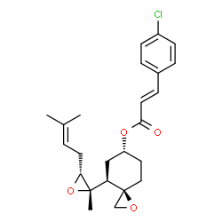 ChemSpider 2D Image | (3R,4S,6R)-4-[(2S,3R)-2-Methyl-3-(3-methyl-2-buten-1-yl)-2-oxiranyl]-1-oxaspiro[2.5]oct-6-yl (2E)-3-(4-chlorophenyl)acrylate | C24H29ClO4
