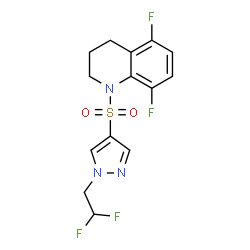 ChemSpider 2D Image | 1-{[1-(2,2-Difluoroethyl)-1H-pyrazol-4-yl]sulfonyl}-5,8-difluoro-1,2,3,4-tetrahydroquinoline | C14H13F4N3O2S