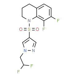 ChemSpider 2D Image | 1-{[1-(2,2-Difluoroethyl)-1H-pyrazol-4-yl]sulfonyl}-7,8-difluoro-1,2,3,4-tetrahydroquinoline | C14H13F4N3O2S