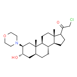 ChemSpider 2D Image | (2beta,3alpha,5alpha,17xi)-21-Chloro-3-hydroxy-2-(4-morpholinyl)pregnan-20-one | C25H40ClNO3