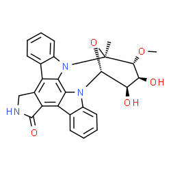 ChemSpider 2D Image | (2S,3R,4S,5R,6R)-4,5-Dihydroxy-3-methoxy-2-methyl-29-oxa-1,7,17-triazaoctacyclo[12.12.2.1~2,6~.0~7,28~.0~8,13~.0~15,19~.0~20,27~.0~21,26~]nonacosa-8,10,12,14,19,21,23,25,27-nonaen-16-one | C27H23N3O5