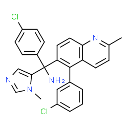 ChemSpider 2D Image | 1-(4-Chlorophenyl)-1-[5-(3-chlorophenyl)-2-methyl-6-quinolinyl]-1-(1-methyl-1H-imidazol-5-yl)methanamine | C27H22Cl2N4