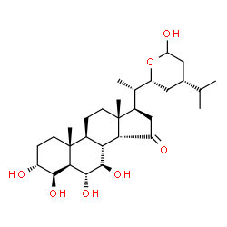 ChemSpider 2D Image | (3alpha,4beta,5alpha,6alpha,7beta,14beta,22R)-3,4,6,7,29-Pentahydroxy-22,29-epoxystigmastan-15-one | C29H48O7