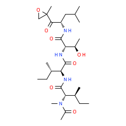 ChemSpider 2D Image | N-Acetyl-N-methyl-L-isoleucyl-L-isoleucyl-N-[(2S)-4-methyl-1-(2-methyl-2-oxiranyl)-1-oxo-2-pentanyl]-L-threoninamide | C28H50N4O7