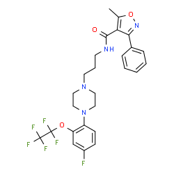 ChemSpider 2D Image | N-(3-{4-[4-Fluoro-2-(pentafluoroethoxy)phenyl]-1-piperazinyl}propyl)-5-methyl-3-phenyl-1,2-oxazole-4-carboxamide | C26H26F6N4O3