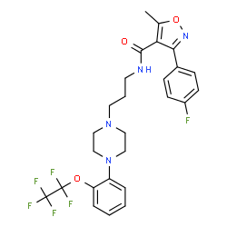 ChemSpider 2D Image | 3-(4-Fluorophenyl)-5-methyl-N-(3-{4-[2-(pentafluoroethoxy)phenyl]-1-piperazinyl}propyl)-1,2-oxazole-4-carboxamide | C26H26F6N4O3