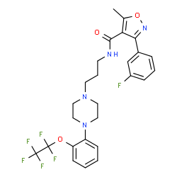 ChemSpider 2D Image | 3-(3-Fluorophenyl)-5-methyl-N-(3-{4-[2-(pentafluoroethoxy)phenyl]-1-piperazinyl}propyl)-1,2-oxazole-4-carboxamide | C26H26F6N4O3