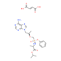 ChemSpider 2D Image | Isopropyl N-[(R)-({[(2R)-1-(6-amino-9H-purin-9-yl)-2-propanyl]oxy}methyl)(phenoxy)phosphoryl]-L-alaninate (2E)-2-butenedioate (1:1) | C25H33N6O9P