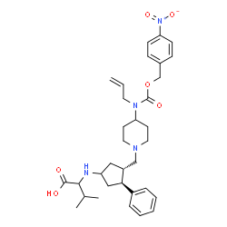 ChemSpider 2D Image | N-[(3S,4S)-3-{[4-(Allyl{[(4-nitrobenzyl)oxy]carbonyl}amino)-1-piperidinyl]methyl}-4-phenylcyclopentyl]valine | C33H44N4O6