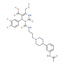 ChemSpider 2D Image | Methyl 3-({3-[4-(3-acetamidophenyl)-1-piperidinyl]propyl}carbamoyl)-4-(3,4-difluorophenyl)-6-(methoxymethyl)-2-oxo-1,2,3,4-tetrahydro-5-pyrimidinecarboxylate | C31H37F2N5O6