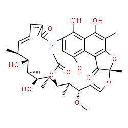 ChemSpider 2D Image | (7S,9E,11S,12R,13S,14S,15S,16R,17R,18R)-2,15,17,27,29-Pentahydroxy-11-methoxy-3,7,12,14,16,18,22-heptamethyl-6,23-dioxo-8,30-dioxa-24-azatetracyclo[23.3.1.1~4,7~.0~5,28~]triaconta-1(29),2,4,9,19,21,25
,27-octaen-13-yl acetate | C37H47NO12