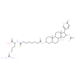 ChemSpider 2D Image | 16-Acetoxy-3-{[8-({1-carboxy-4-[(diaminomethylene)amino]butyl}amino)-8-oxooctanoyl]oxy}-14-hydroxybufa-20,22-dienolide | C40H60N4O10