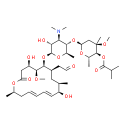 ChemSpider 2D Image | (2S,3S,4R,6S)-6-{[(2R,3S,4R,5R,6S)-6-{[(4R,5S,6S,7R,9R,10R,11E,13E,16R)-4,10-Dihydroxy-5-methoxy-9,16-dimethyl-2-oxo-7-(2-oxoethyl)oxacyclohexadeca-11,13-dien-6-yl]oxy}-4-(dimethylamino)-5-hydroxy-2-m
ethyltetrahydro-2H-pyran-3-yl]oxy}-4-methoxy-2,4-dimethyltetrahydro-2H-pyran-3-yl 2-methylpropanoate | C40H67NO14