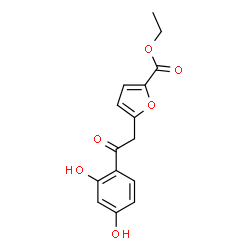 ChemSpider 2D Image | Ethyl 5-[2-(2,4-dihydroxyphenyl)-2-oxoethyl]-2-furoate | C15H14O6