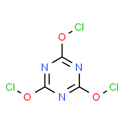 ChemSpider 2D Image | 1,3,5-Triazine-2,4,6-triyl trihypochlorite | C3Cl3N3O3