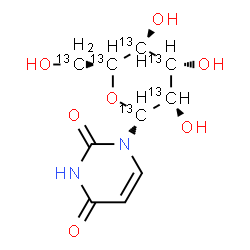 ChemSpider 2D Image | 1-[beta-D-(~13~C_6_)Glucopyranosyl]-2,4(1H,3H)-pyrimidinedione | C413C6H14N2O7