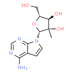 ChemSpider 2D Image | 7-(2-C-Methyl-beta-D-arabinofuranosyl)-7H-pyrrolo[2,3-d]pyrimidin-4-amine | C12H16N4O4
