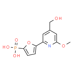 ChemSpider 2D Image | {5-[4-(Hydroxymethyl)-6-methoxy-2-pyridinyl]-2-furyl}phosphonic acid | C11H12NO6P
