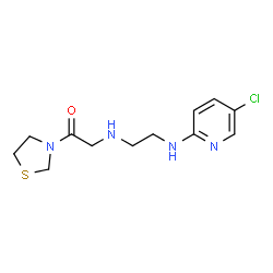 ChemSpider 2D Image | 2-({2-[(5-Chloro-2-pyridinyl)amino]ethyl}amino)-1-(1,3-thiazolidin-3-yl)ethanone | C12H17ClN4OS