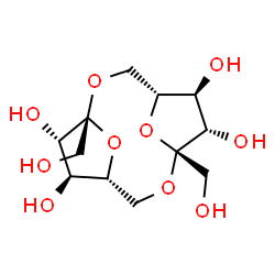 ChemSpider 2D Image | (1R,4R,5S,6S,7R,10R,11S,12S)-1,7-Bis(hydroxymethyl)-2,8,13,14-tetraoxatricyclo[8.2.1.1~4,7~]tetradecane-5,6,11,12-tetrol | C12H20O10