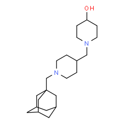 ChemSpider 2D Image | 1-{[1-(Adamantan-1-ylmethyl)-4-piperidinyl]methyl}-4-piperidinol | C22H38N2O