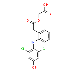 ChemSpider 2D Image | (2-{2-[(2,6-Dichloro-4-hydroxyphenyl)amino]phenyl}acetoxy)acetic acid | C16H13Cl2NO5